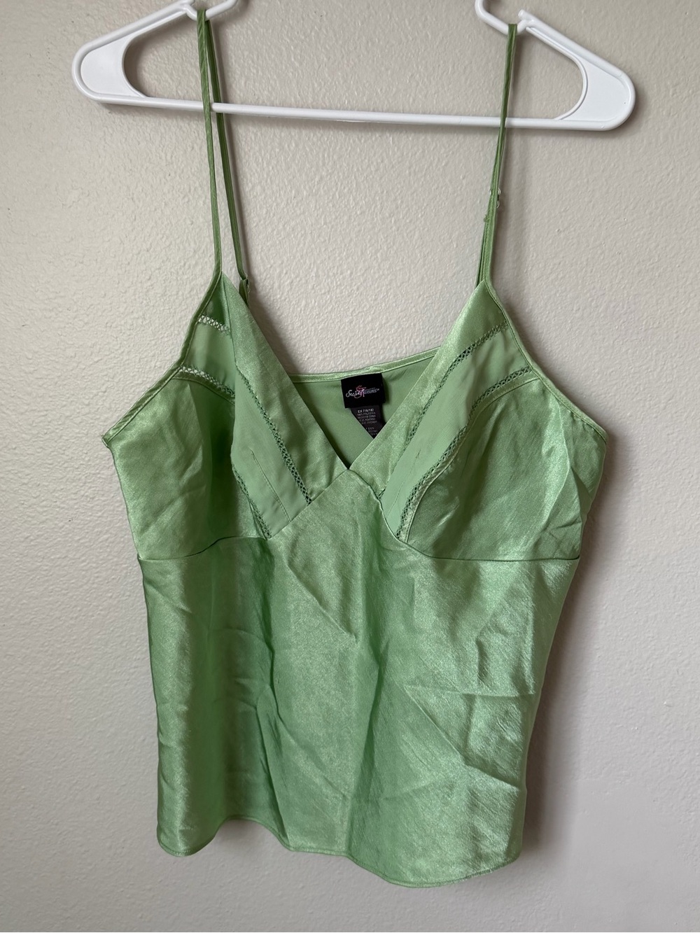 Vintage Secret Treasures Sage Green Satin Y2K Camisole 14/16 fairycore